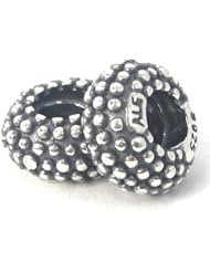 .925 Sterling Silver " Set of 2 - Dotted Spacer " Beads Compatible with Pandora Chamilia Kay Troll Bracelet