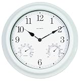 Chaney Instrument 16-Inch White Metal Clock/Thermometer/Hygrometer