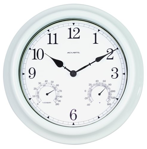 Chaney Instrument 16-Inch White Metal Clock/Thermometer/Hygrometer