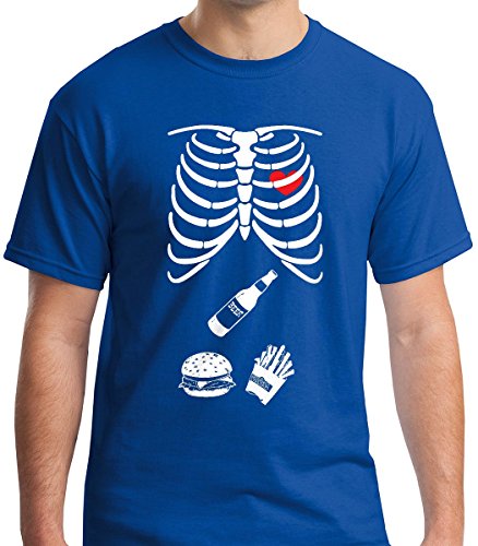 Raw T-Shirt's Halloween Funny Xray Skeleton Junk Food Belly Xray DT Premium Men's T-Shirt