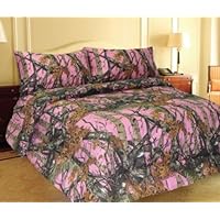 PINK FOREST CAMO MicroFiber Comforter Bed Spread -Queen-