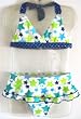 Girls 2 Pc Bikini Bra Top with Ruffle Bottom - Blue