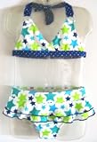 Girls 2 Pc Bikini Bra Top with Ruffle Bottom - Blue