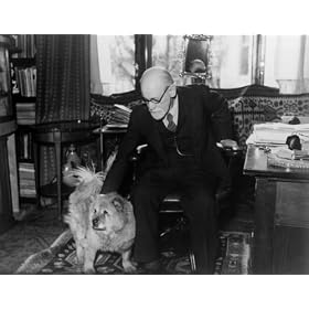1937 SIGMUND FREUD ANALYST W/ CHOW DOG IN STUDY PHOTO
