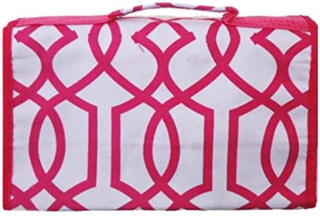 Hanging Fashionista Travel Bag Gift Set For Women - 1 Folding Case with Small Pouches & 1 Folding Case with Larger Pouches (Bathroom Toiletries) Travel Accessory Case in Pink and White Plus Hair Tie