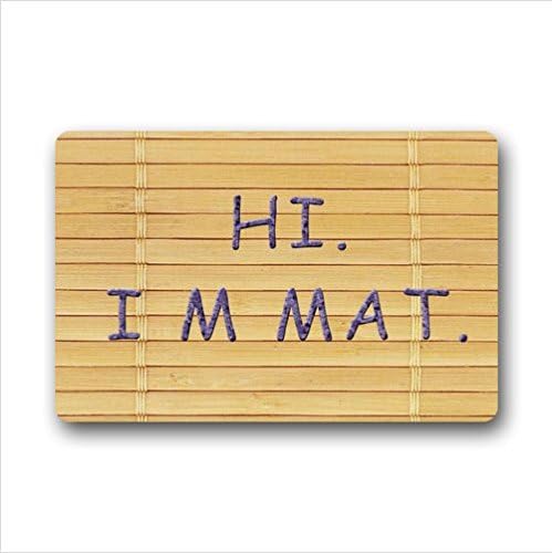 hi,i'mmat.Bamboo pattern.funny quotes design non-woven fabric top Custom Doormat,Indoor/Outdoor Floor Mat( 23.6 X 15.7 Inch)