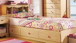 Lily Rose Twin Size Bed with Bookcase Headboard in Romantic Pine Finish By SouthShore Furniture