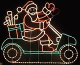 XXL Christmas Outdoor Rope Light, SATNA ON A GOLF-CART, 200*158 cm, spinning wheels, static + chasing + speed control, spinning wheels