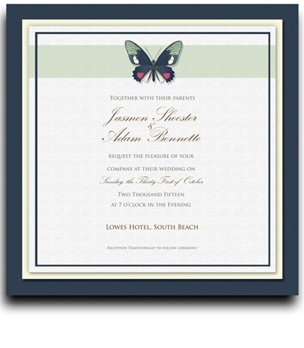 250 Square Wedding Invitations - Butterfly Moss Spice
