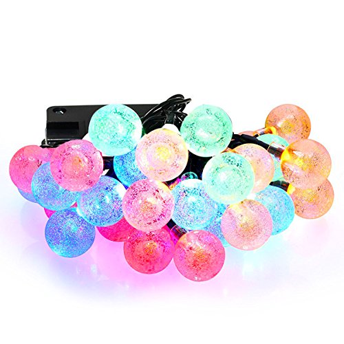 20ft 30 LED Fairy String Lights - Solar Outdoor String Lights - Waterproof Garden Decor Solar Lights - Crystal Ball Christmas Solar Lights for Garden Fence Path Landscape Decoration