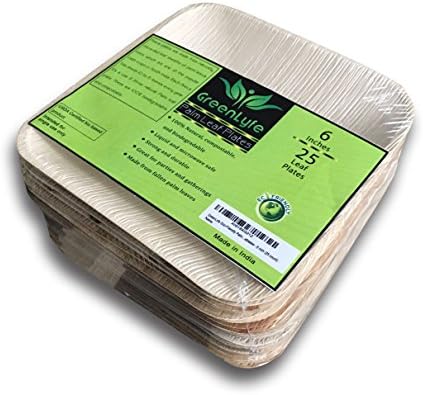 GreenLyfe Eco-Friendly Palm Leaf Plates - 100% Natural, Compostable, Disposable Party and Dinner Leafplates - 6 inch (25 count)