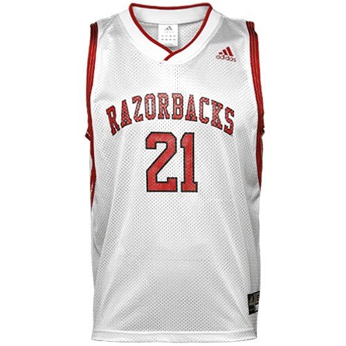 adidas Arkansas Razorbacks #21 White Replica Basketball Jersey