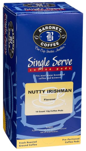 Baronet Coffee Nutty Irishman Mega Coffee Pods, 16-Count Boxes (Pack of 4) by Coffee Pods