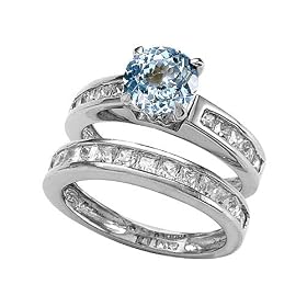 2.85 cttw Sterling Silver 14K White Gold Plated Lab Created Round Aquamarine... by Finejewelers