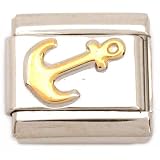 Anchor Italian Charm Nautical Gold Plated Bracelet 9mm