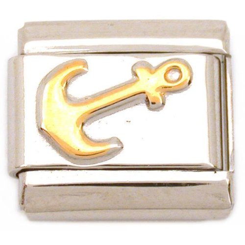Anchor Italian Charm Nautical Gold Plated Bracelet 9mm