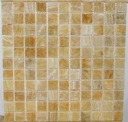 Arizona Tile ST-207 Sterling 1-by-1-Inch Stone on a 12-by-12-Inch Mosaic Mesh, Yellow Onyx - 4-Pack