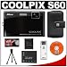 Nikon Coolpix S60 10 Megapixel Digital Camera (Espresso Black) with 5x Optical Zoom + EN-EL10 Battery + Leather Case + Accessory Kit