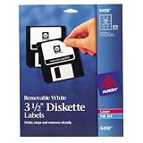 Avery Diskette Label - 3.5" Length - 15/Sheet - Removable - 375 / Box - White