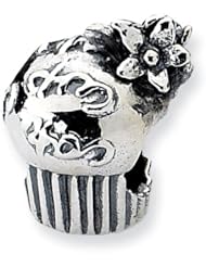 Sterling Silver Reflections Cupcake With Flowers Bead