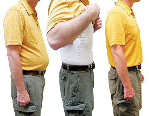 Evelots Mens Slimming Body Shaper Vest Undershirt Abs Abdomen Slim, White