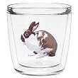 Rabbit (Brown & White) 12 oz Double-Old-Fashioned Insulated Beverage Tumbler, Clear