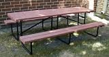 Engineered Plastic Systems SPT8 3 8 ft Bench and Table with Steel Legs in Redwood