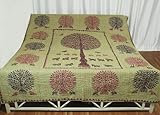 Classic Designer Rajrang Handmade Bedspread Tree of Life with Thread & Patc ....