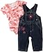 Carhartt Baby-girls Infant Washed Bib Overall Set, Medium Wash, 12 Months