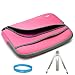 Baby Pink Neoprene Protective Retro Sleeve Carrying Case with Exterior Accessory Pocket for Acer 10-inch Oak Trail tablet running Android 3.0 + Universal Silver Butterfly Tablet Stand + SumacLife TM Wisdom Courage Wristband
