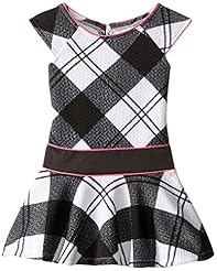 Girls Polyester/Spandex/Knit Piping Plaid Print Long Sleeves  Dress