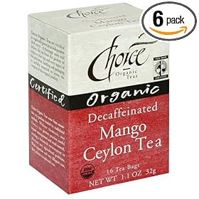 Choice Organic Decaf Mango Ceylon Tea, 16-Count Box (Pack of 6)
