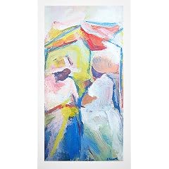 "2 Ladies"- Acryl a. Papier, gerahmt (25 x 40 cm)