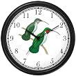 Red & Gray Throated Hummingbirds on Branch - JP Wall Clock by WatchBuddy Timepieces (Hunter Green Frame)