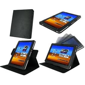 rooCASE Dual-View Multi Angle (Black) Leather Folio Case Cover for Samsung GALAXY Tab 10.1 Wi-Fi and Verizon 4G LTE: Electronics