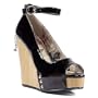 Women's Sexy Penthouse Shoes Wedge Pumps Ankle Strap 4.5 Inch Open Peep Toe Black Plaid Cherries Size: 7 Colors: Plaid
