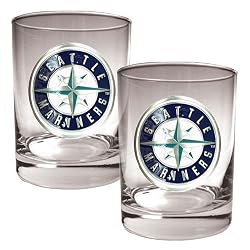 Seattle Mariners MLB 2pc Rocks Glass Set - Primary Logo by Great American Products