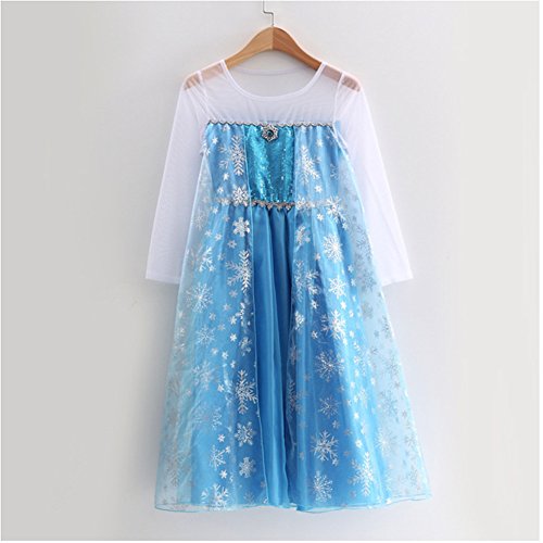 Imagen principal de Frbelle® Vestido Azul de Pricesa con 4 Piezas de Guantes Trenzas Tiara Diadema Varita Mágica Disfraz de Cosplay Fiesta Halloween Cumpleaños Niñas 2 3 4 5 6 7 Años