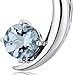 Crescent Moon Design 1.00 carats Round Checkerboard Cut Sterling Silver Rhodium Finish Aquamarine Pendant