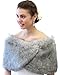 Tion Design Women's Faux Fur Wrap One Size, Chinchilla Grey Free Brooch