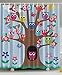 Ambesonne Owl Shower Curtain, Cartoon Birds and Butterflies on a Tree Style Composition Illustration, Cloth Fabric Bathroom Decor Set with Hooks, 69
