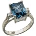 14Kt White Gold London Blue Topaz and Diamond Ring