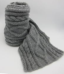 Handmade Soft Acrylic Artisan Scarf - Knitting Masterpiece in Soothing Gray (Gift Idea for Men/extra Large)