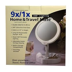Home Travel 9X/1X Folding Lighted Cosmetic Mirror