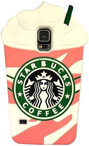 S5 Case,Galaxy S5 Case,Galaxy S5 Silicone Case,Tribe-Tiger Cartoon Starbucks Ice Cream Silicon Gel Rubber Case Cover Skin for Samsung Galaxy S5 i9600(Mango Cream)