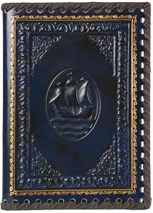 Sailboat Refillable Leather Journal with Embossed Designs, Gold Edge Sheets, Lined, 6x8"