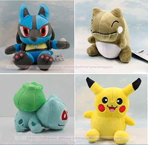 4pcs Set Pokemon Pikachu Bulbasaur Substitute Lucario Soft Plush Toys Dolls New