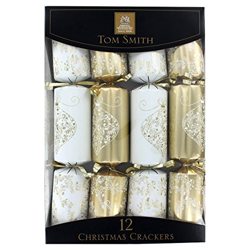 Christmas Crackers - Elegant Gold and Cream Print - 12