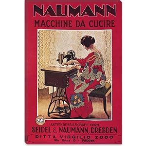Naumann Sewing Machine Vintage Poster by Alberto Zardo Giclee Canvas Art Print #5013 12\”x8\”