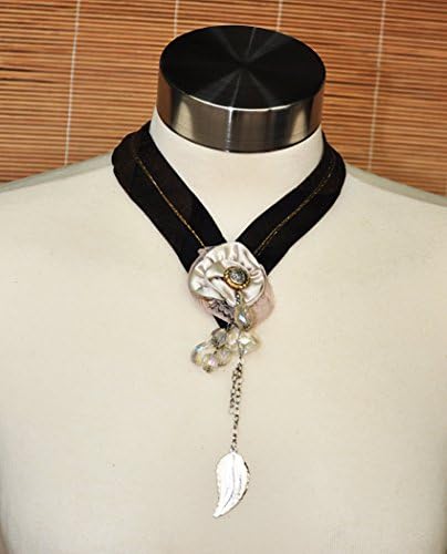 Edwardian Handmade Collar Necklace made of Vintage Ties in hues of Brown - Elegant &amp; Romantic Look